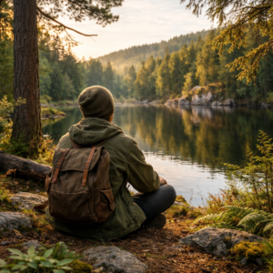 Contemplative afternoon by the lake