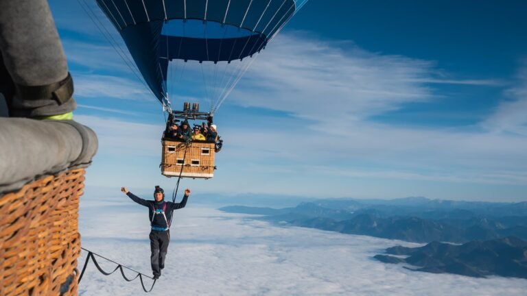 Friedi Kühne and the Highest Highline Between Hot Air Balloons
