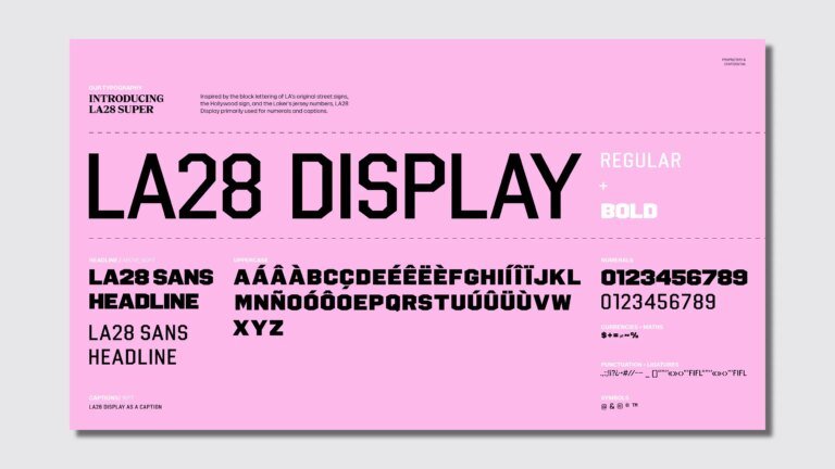 The LA28 typography is made of 4 custom fonts